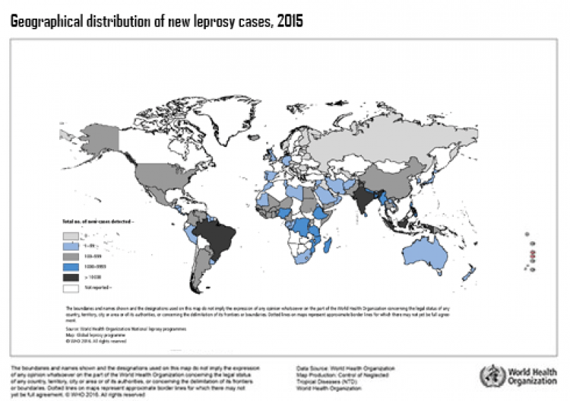 Leprosy geographical distribution 2015